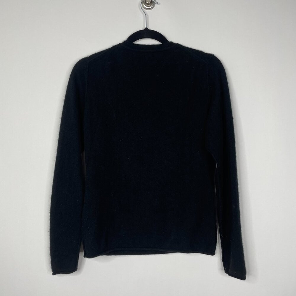 Cashmere Patched V Crew Neck Sweater Black M #5742 - Picture 8 of 12
